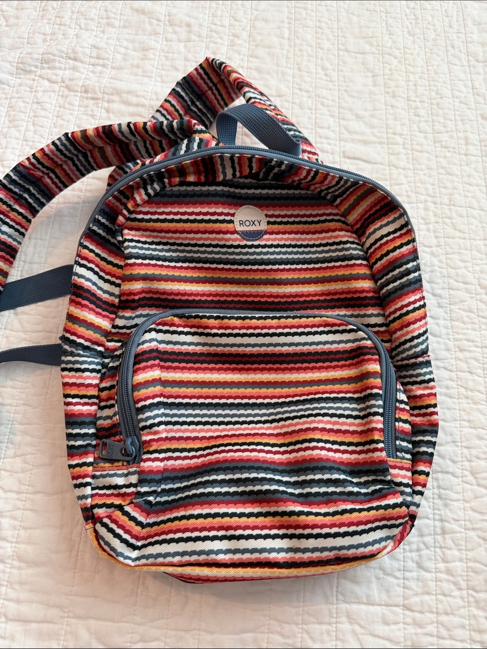 Roxy Striped Canvas Backpack in Red, Pink, Navy & Cream